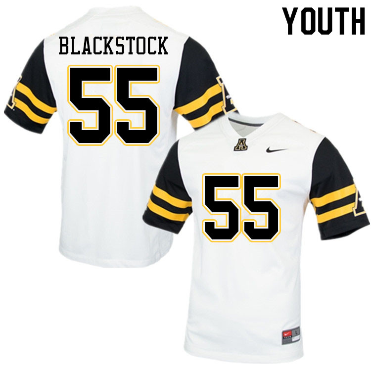 Youth #55 George Blackstock Appalachian State Mountaineers College Football Jerseys Sale-White - Click Image to Close